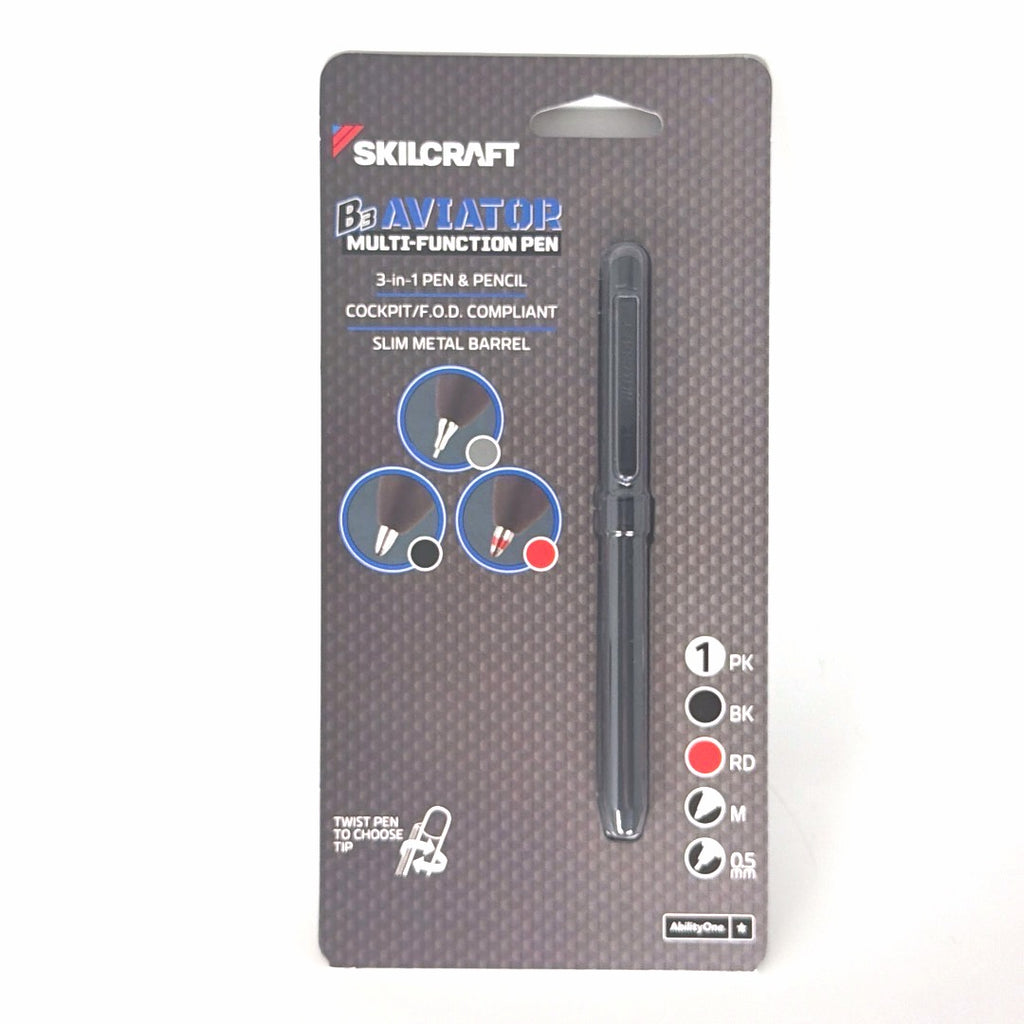 SKILCRAFT B3 Aviator Multi-Function Pen – Black & Red Ink with Pencil